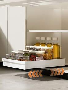 1个抽屉式收纳架，厨房橱柜整理盒，滑动式多层杂物抽屉，可伸缩抽屉，可调节拉出式橱柜收纳架，厨房食品储藏室可伸缩抽屉收纳架 - 查看 7