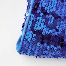 Awevudst Women Halter Neck Sequin Tank Tops Sparkly Glitter Backless Cowl Neck Drape Front Camisoles Plunge Vests Summer Sleeveless Deep V-Neck Party Tops Vacation Beachwear Mermaid Costumes Clubwear - 寶藍色 - 查看 6