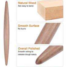 木制擀面杖 1 件，木制擀面杖，带面团擀面杖，用于擀饺子、馅饼、面包、饼干、披萨、饼干和粘土。 - 卡其色 - 查看 4