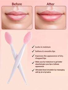 3pcs/5pcs/10pcs Random Color Silicone Double-Sided Lip Exfoliating Brush, Unisex Mini Soft Lip Cleansing Brush, Can Whiten And Smooth Lips - Solid Color - View 4