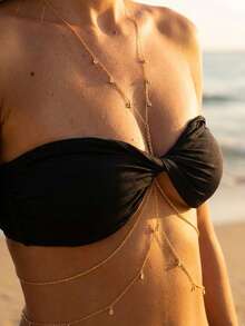 Dây chuyền thân vàng gợi cảm cho nữ, vòng cổ pha lê đính trên bikini, dây chuyền chéo eo, dây đeo bụng, phụ kiện trang trí tiệc mùa hè phong cách Bohemian cho bãi biển, quà tặng. - Nhiều màu - Xem 2