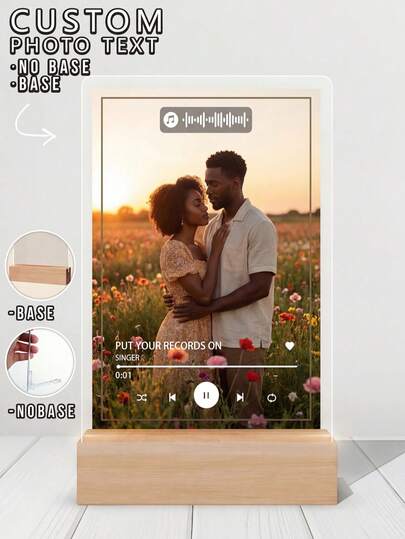 Customized Acrylic Photo Frame, Music Photo, Perfect Gift For Valentine's Day, Personalized Gift Suitable For Family/Friends/Girlfriend/Boyfriend/Mom/Dad, Home Decor, Anniversary, Multifunctional, Decorative, Reusable, Elegant, Cute, High Quality, Modern Customization, Personalized, Unique, Ideal Gift, Valentine's Day, Valentine's Day Decor, Suitable For Mom, Dad, Boy, Girl, Birthday, Anniversary, Father's Day, Wedding Gift, Customized Birthday Gift