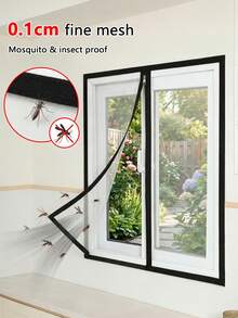 White Window Screen Kit, Self-Adhesive Hook & Loop Installation, Breathable Mesh For Mosquito & Bug Protection - White Zipper Screen - View 6
