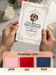 Customized Wedding Invitation, Customized Photo Wedding Invitation Card, Wedding Greeting Card, Wedding Invitation, Can Customize Photo, Name, Time, Location Information - Multicolor - View 7