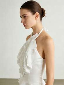 1 Pc White Retro Thin Neck Cover Court Tie, Shirt Cloth Scarf Dress Fake Collar For Ladies - White - View 5