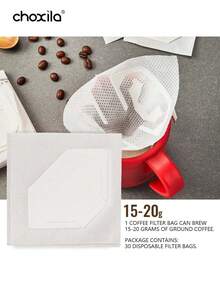 choxila 30/60/90pcs Portable Disposable Coffee Filter Bags - Easy-To-Use Drip Style Design, Leak-Proof And Durable, Suitable For Home, Travel, Parties And Weddings, Allowing You To Brew Delicious Coffee Anywhere - Filter Paper - View 6