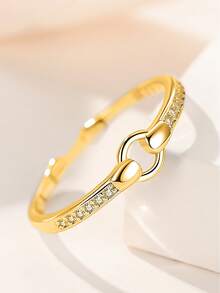 1pc S925 Sterling Silver Hollow Geometric Zirconia Ring, Women's Fashion Niche Design Minimalist Ins Style Adjustable Open Ring, Elegant Gift - Geometry - View 10