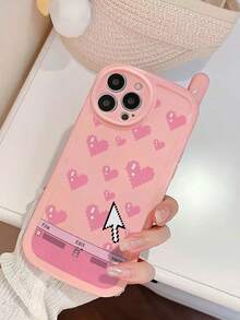1pc New Personalized Big Boss Pink Heart Painted Anti-Drop Phone Case, Glossy Soft Shell Protective Cover Compatible With IPhone 17pro/17Air/17/17promax 16/11/16pro/16plus/16promax/16e/15Promax/13/14/12/XS/XR/7G/8P3, 14, 11, P12 - Multicolor - View 1