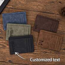 1 Piece Personalized Card Holder, PU Faux-Leather Coin Purse, Minimalist Slim Card Case, Laser-Engraved Custom Card Holder, Birthday Gift, Best Man Gift, Unisex Gift - Multicolor - View 2