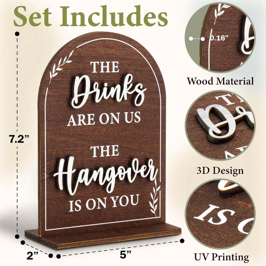Wood Wedding Bar Sign With Stand - Rustic Table Sign For Wedding Decor, Wooden Wedding Signs For Reception - 婚禮座位安排表 - 查看 1