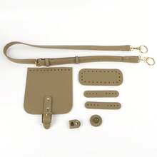 7pcs Crochet Bag DIY Kit, Includes PU Leather Bottom + Strap + Flap With Buckle & Snap + Edging + Hardware, Suitable For Beginner Handmade Weaving, DIY Handbag Making, Handbag Making Supplies, Handmade Women Handbag, Handbag Making Materials - A - View 9