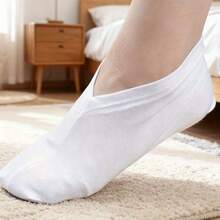 4双装保湿袜，夜间足部护理SPA袜，加湿滋养袜，男女通用美肤保湿袜，白色 - 白色 - 查看 10