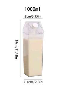 1 pieza Botella de cartón de leche transparente clara de 1000ml/500ml 34oz, botella de plástico reutilizable, portátil y de fácil transporte, botella minimalista de cartón de leche, botella para jugo, té, camping, senderismo, deportes y actividades al aire libre - taza de leche - Ver 11