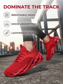 Red Men's Comfort Sneakers Soft Knit Upper EVA Foam Sole Breathable Casual Shoes For Everyday Wear And Light Exercise - 紅色 - 查看 7