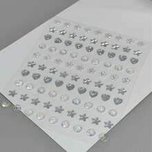 INS Style High-Quality Diamond Heart Stickers, DIY Asymmetrical Mini Diamond Stickers, Music Festival, Adhesive Diamond Stickers For Face & Eye Decoration, Laser Glitter Mini Stickers - Silver - View 9