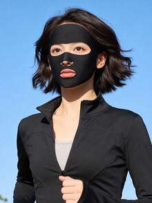 1pc Women's Sunscreen Face Mask, Summer Ice Silk Full Face UV Protection Mask, Breathable Golf Running Sports Mouth-Exposed Mask - Multicolor - View 6