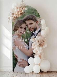 Telón de fondo con forma de arco personalizable con nombre/texto - Fondo de foto de arco personalizado adecuado para cumpleaños, bodas, fiestas - Tela de poliéster elástica y duradera - Decoración interior y exterior - Fácil de instalar, sin necesidad de energía, varios tamaños de arco - Multicolor - Ver 6