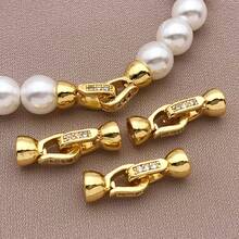 2个6x20毫米现代优雅镀铜18K金及厚银色和铂金首饰扣，镶嵌微型锆石，适用于DIY项链和手链——完美的情人节礼物 - 彩色 - 查看 4