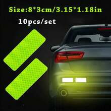 10 unids/set de pegatinas de tira de  reflectantes para parachoques de coche, pegatina reflectante para coche, cinta de  de advertencia reflectante HBZI - A - Ver 5