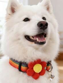 Rainbow Woven Floral Pet Collar, Suitable For Small Dogs Year-Round - Multicolor - View 7
