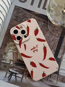 Chili Pepper Painted Hollow Cat Eye Beige Shockproof Phone Case Compatible With Ip17, Ip14pro, Ip14promax, Ip13, Ip13pro, Ip13promax, P11, Ip11promax, Ip12, Ip12pro, Ip12promax, IpXR, IpXS, Ip15, Ip15pro, Ip15promax, Ip16, Ip16pro, Ip16promax, Ip17, Ip17pro, Ip17air, Ip17promax, Premium Protective Phone Case - Multicolor - View 3