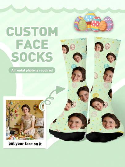 1 Đôi tất tùy chỉnh, tất dài đến bắp chân unisex, tất in ảnh cá nhân cho nam và nữ, quà tặng hài hước cho Ngày Valentine, Lễ Phục Sinh, Ngày của Mẹ, Sinh nhật và các dịp khác, tất in họa tiết hình học chất lượng cao, thích hợp làm quà tặng vui nhộn cho gia đình và bạn bè, lý tưởng cho các hoạt động thể thao ngoài trời, đi làm và mặc thường ngày, tất đôi mùa xuân/hè mới với thiết kế sáng tạo.