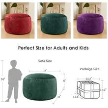 Puf para adultos Puf de espuma viscoelástica sofá para niños y adolescentes con funda de microfibra suave sofá redondo esponjoso para sala de estar recámara recámara universitario - Verde - Ver 3
