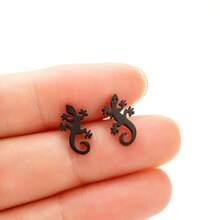1 Pair Stainless Steel Lizard Stud Earrings Fashion Gecko Cocktail Earrings Women Wedding Jewelry - GED702 - View 8