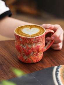 1pc 280ml Ceramic Cup, Hanging Ear Coffee Cup, Soda Cup, Cold Drink Cup, Breakfast Milk Cup, Oatmeal Cup, Flower Tea Cup, Latte Art Coffee Cup, Espresso Cup, Office Water Cup, Creative Crackle Glaze Ceramic Mug, Beverage Cup, Coffee Cup - Multicolor - View 7