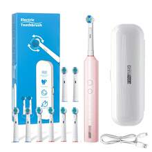 Orinatola Set Elektrische Zahnbürsten – 8 Bürstenköpfe, Rotierend, 3 Reinigungsmodi, IPX7 Wasserdicht, USB Type-C, mit Reiseetui, 4 Farben – Perfektes Geschenk für Ostern - Pink - Übersicht 11