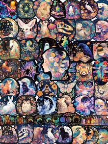 50张童话世界动物花卉激光贴纸，PVC防水贴纸，自粘式，适用于学校文具、日记本、剪贴簿、手机、笔记本电脑、保险杠、滑板、水瓶、安全帽、汽车贴纸 - 1 Set - 查看 1