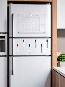1pc Transparent Acrylic Monthly Planner Magnetic Fridge Magnet, Erasable Refrigerator Memo Board With 6 Magnetic Whiteboard Markers - I - View 9