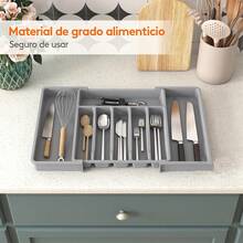Kitchen Knife Drawer Organizer, Expandable Adjustable Cutlery Rack, Non-Slip Knife And Fork Tray, 6-8 Compartment Design, Dimensions 22.4 X 15 X 11.3 Inches, Multi-Functional Utensil Storage, Suitable For Cosmetics, Office Supplies, And Tableware - Xám - Xem 5