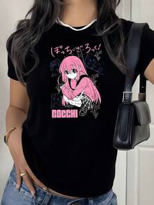 Camiseta de Hitori Gotou Bocchi The Rock Yamada, Nijika Ijichi Anime Girl A - Negro - Ver 1