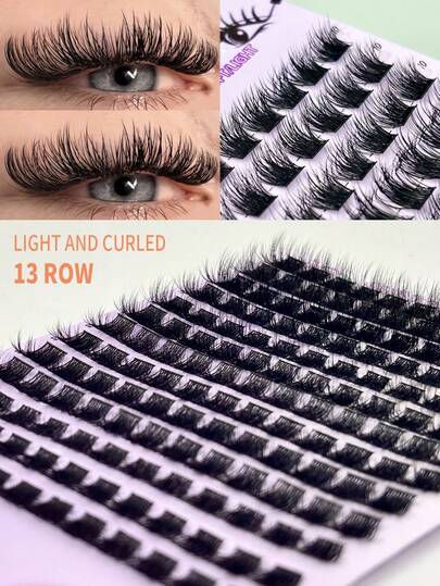156pcs Russian Volume D-Curl Segmented False Eyelashes - Thick Curly & Natural Soft Look | 10-16mm Mixed Size Design For Customizable DIY Application | Beginner Friendly & Reusable | Perfect For Dating, Daily, Party, Stage, Travel Makeup | Essential Gift For Mother's Day, Easter, Thanksgiving, Christmas, Halloween Lash Clusters,Eye Lash Clusters,Individual Eyelashes,Lashes,Fake Lashes