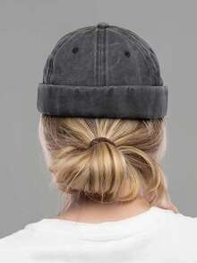 1pc Women's Brimless Sailor Cap, Retro Felt Brimless Baseball Cap, Unisex Breathable Adjustable Hip Hop Hat For Outdoor Sports, Spring & Autumn - Solid Color Brimless Hip-hop Cap - View 8