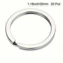 20/40 piezas Anillos partidos para llaves, Llaveros planos duraderos de 0.98" y 1.18" para manualidades DIY, accesorios para bolsas de llaves, uso en automóvil y hogar, accesorios para hacer llaveros DIY - Llavero de anilla plana - Ver 12