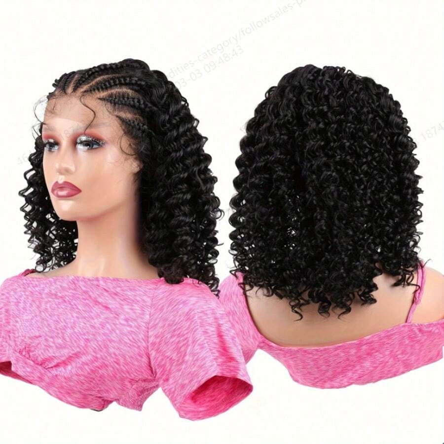 编织假发 真人发 13x4 蕾丝前假发 编织假发 带发髻假发 适合非洲卷曲蓬松发型的假发