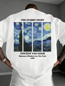 Zrgoth 男士休闲百搭简约星空印花短袖T恤 - 白色 - 查看 2