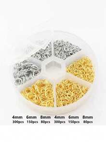 1 Box Multi-Size DIY Jewelry Earring Accessories - 4/5/6/7/8/10mm Single Loop Rings, Jewelry Making Tools Pliers, Jump Rings, Iron Rings, Decorative Rings, Open Rings, Earring Chains, Material Box Set, For Jewelry Making, Jump Rings - 6 Types Of Jump Ring Set - View 28