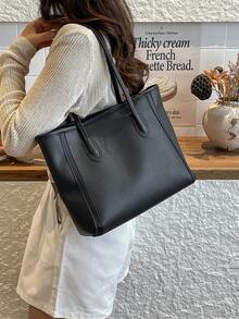 Classic Large-Capacity Premium Style Daily Retro Look Fresh And Simple, Versatile. 2026 New Style Fashionable Ladies Shoulder Bag. - Black - View 5