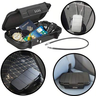 防水防盗密码锁，带可拆卸链条，多色耐用ABS材质旅行锁盒，适用于宿舍、海滩、酒店、户外等场所，防水便携运动钥匙收纳盒组合沙滩包