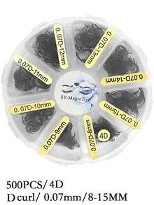 Premade Fans, 500 Pcs, 4D-5D-6D-7D, 0.07mm Thickness, Natural & Volume,8-15mm / Mixed Length, D Curl, Easy To Carry, Natural & Soft, Party And Travel, Wedding, Party, Costume Makeup - D - View 39