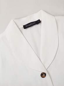 HOMEYEE New Arrival Solid Color Retro Single-Breasted V-Neck Long Sleeve Casual Shirt, Office & Business Wear For Women White - White - View 5