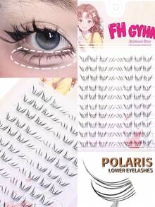 80pcs C Curl Lower Lashes, Soft Natural Looking Lower Eyelashes For Beginners, Voluminous Curled, Versatile Sweet & Edgy Lower Lashes With Strong Vividness, Cute Fresh Cartoon Series Segmented Bottom False Eyelashes - C - View 3