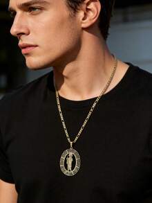 1件装防褪色男士嘻哈圣犹大吊坠项链，基督教信仰，适合日常佩戴、送礼、派对、祈祷、复活节等场合。 - 聖裘德 - 查看 3