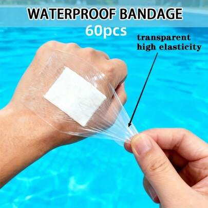 60pcs Waterproof Transparent Bandages - Highly Elastic, Easy To Replace, No Residue, Ideal For Protecting Wounds During Bathing, Wound Care Products, Transparent Dressings, Highly Elastic Dressings