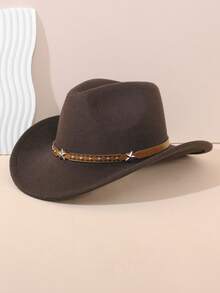1 pezzo Cappello da cowboy in denim rosa stile Y2K, cappello da cowboy in feltro da donna con decorazione a stella, fascia in pelle, adatto per festival musicali e feste - 1 pezzo - Visualizzare 10
