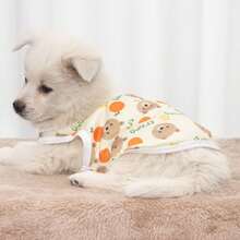 1pc Pet Cat Dog Vest, Cute Bear & Orange Print, Lightweight Vest, Anti-Flea & Anti-Shedding - Champagne - View 4