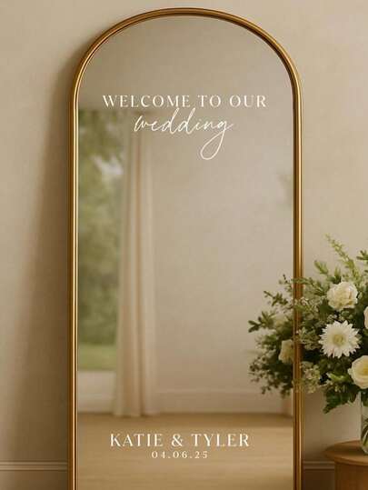 Custom Mirror Stickers Wedding Decor - Wedding Signage Decor DIY Wedding Stickers - Mirror Stickers Welcome To The Wedding - Custom Mirror Letter Stickers - Just Married - Wedding Marriage Decor/Modern Wedding Welcome Sign